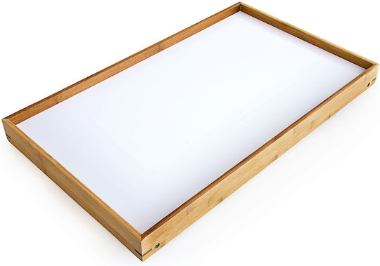 Relaxdays Bamboo Rectangular Serving Tray made of Bamboo in White Color 50x31cm 10013869 1pcs