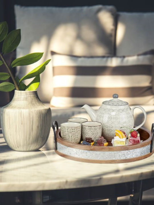 Relaxdays Μεταλλικός Δίσκος Σερβιρίσματος 36x36x35cm