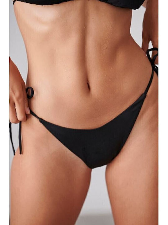 Bikini Slip mit Schnürchen Black