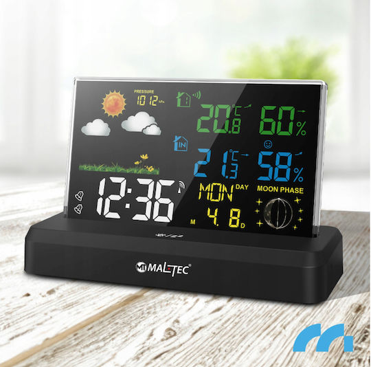 Wireless Weather Station Maltec Daily2000m Internal Temperature Range -9.9°C To 50°C Barometer Humidity Range 20% To 95% Sensor Included Black
