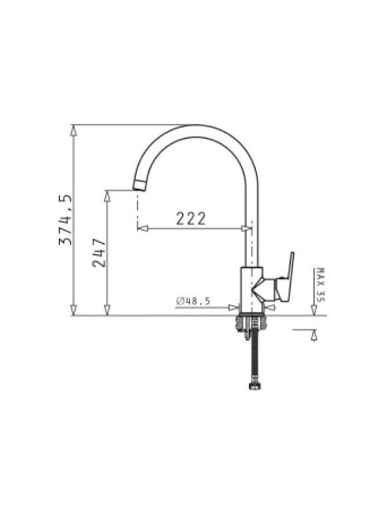 Pyramis Kitchen Faucet Counter Black