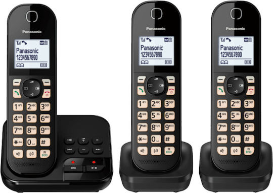 Panasonic KX-TGC463GB Ασύρματο Τηλέφωνο Trio Μαύρο