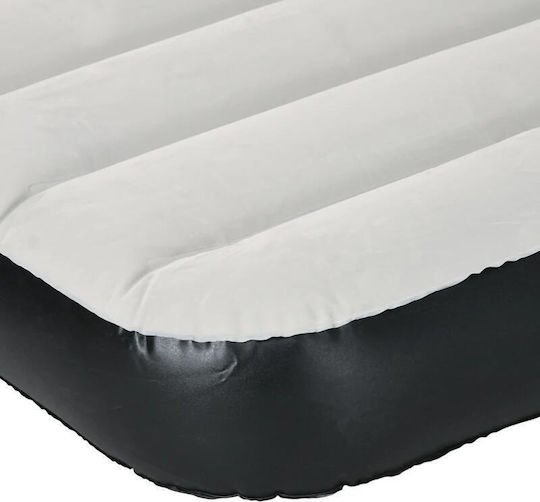 Saltea de camping pentru 2 persoane, gonflabilă, cu pompă electrică încorporată 220-240 V, PVC, gri-negru, 203x152x30 cm