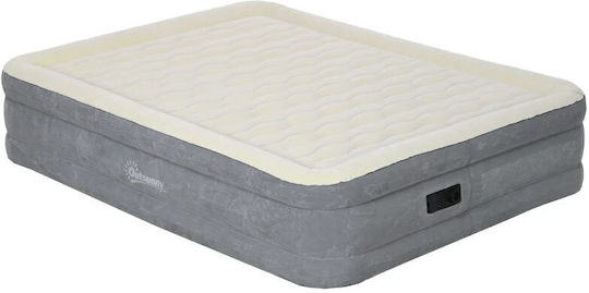 Saltea de camping gonflabilă cu pompă electrică integrată 220-240 V PVC gri bej 203x92x46 cm
