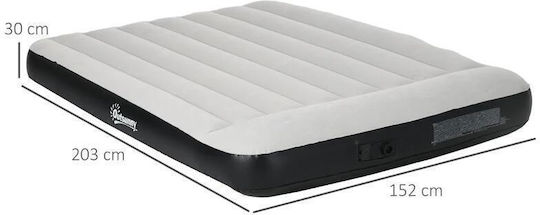 Saltea de camping pentru 2 persoane, gonflabilă, cu pompă electrică încorporată 220-240 V, PVC, gri-negru, 203x152x30 cm