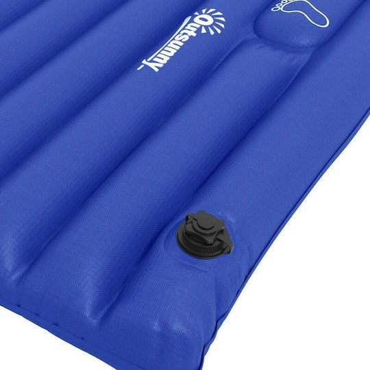 Saltea de Camping Gonflabilă cu Pompa Integrată Impermeabilă Plastic 190t Albastru 195x70x10 Cm