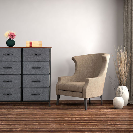 Drawers Storage Made of Metal & Fabric with 8 Drawers L80xW30xH81.5cm