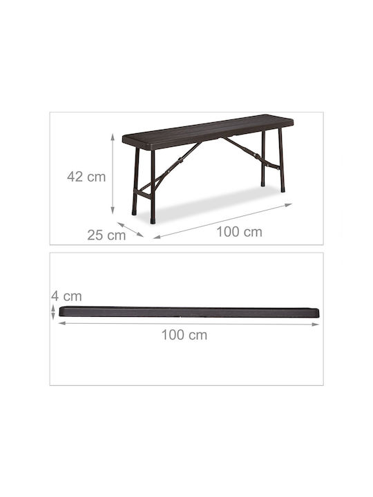 Set 2 Folding Benches Steel Plastic 42x100x25 Cm Capacity 150kg Relaxdays