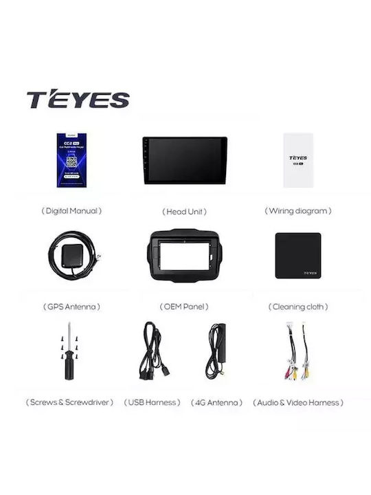 Navigație Auto Teyes Cc3 2k Jeep Renegade 2014-2018 4+64gb 9.5" Qled Octa-core 2ghz Android 4g Bluetooth 5.1 Dsp