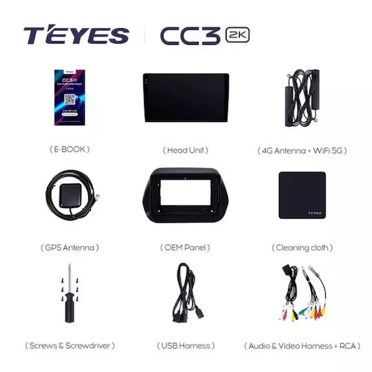 Teyes Sistem Audio Auto 2 DIN (Bluetooth/USB/Wi-Fi/GPS/Apple CarPlay/Android Auto) cu Ecran Tactil 9.5"