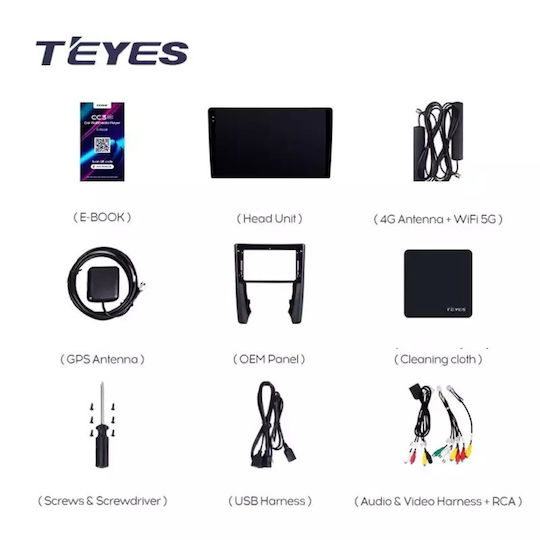 Teyes Auto-Audiosystem 2DIN (Bluetooth/USB/WiFi/GPS/Apple-Carplay/Android-Auto) mit Touchscreen 9"