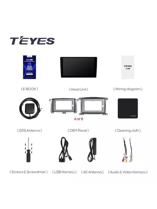 Teyes Auto-Audiosystem 2DIN (Bluetooth/USB/WiFi/GPS/Apple-Carplay/Android-Auto) mit Touchscreen 9.5"
