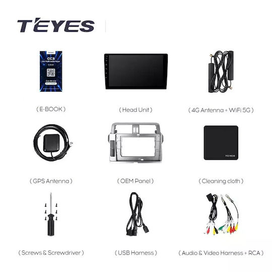 Teyes Sistem Audio Auto pentru Toyota Croazieră pe uscat / Prado 2013-2017 (Bluetooth/USB/WiFi/GPS/Apple-Carplay/Android-Auto) cu Ecran Tactil 10.2"