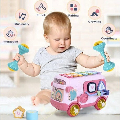 Babyspielzeugbus 4 in 1 Lazarid Pink