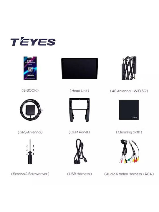 Teyes Sistem Audio Auto 2DIN (Bluetooth/USB/WiFi/GPS/Apple-Carplay/Android-Auto) cu Ecran Tactil 9.5"