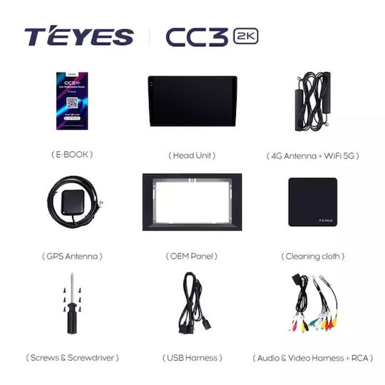 Teyes Car Audio System 2DIN (Bluetooth/USB/WiFi/GPS/Apple-Carplay/Android-Auto) with Touch Screen 9.5"
