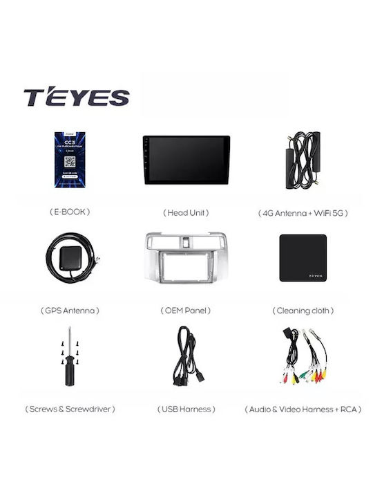 Navigație Auto Teyes CC3 2K pentru Toyota 4Runner 5 2009-2020 4+64GB 9.5" QLED Octa-core 2GHz Android 4G Bluetooth 5.1 DSP