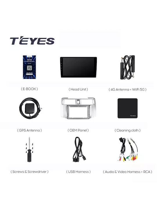 Teyes Auto-Audiosystem für Toyota 4-Läufer 4755 (Bluetooth/USB/WiFi/GPS/Apple-Carplay/Android-Auto) mit Touchscreen 9"