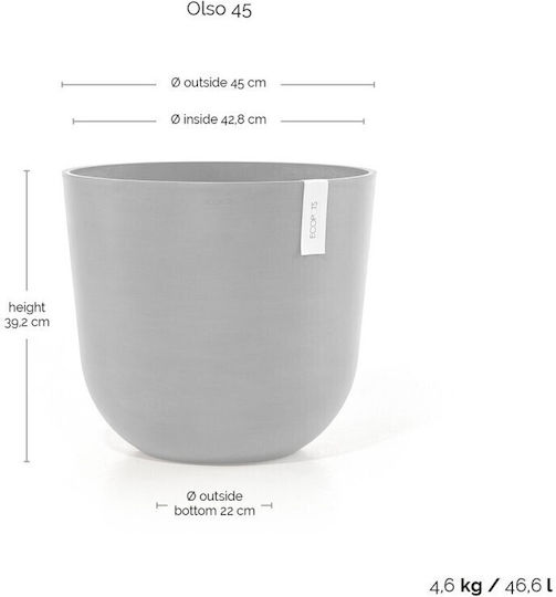 Ecopots Oslo Γλάστρα Πλαστική White Grey 45x45x39.2εκ.