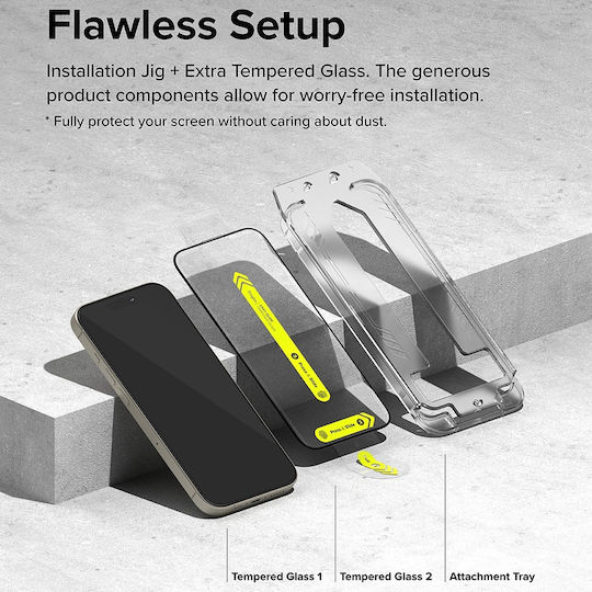Ringke Gehärtetes Glas 2Stück Schwarz (iPhone 17 / 17 Pro / 16 Pro)