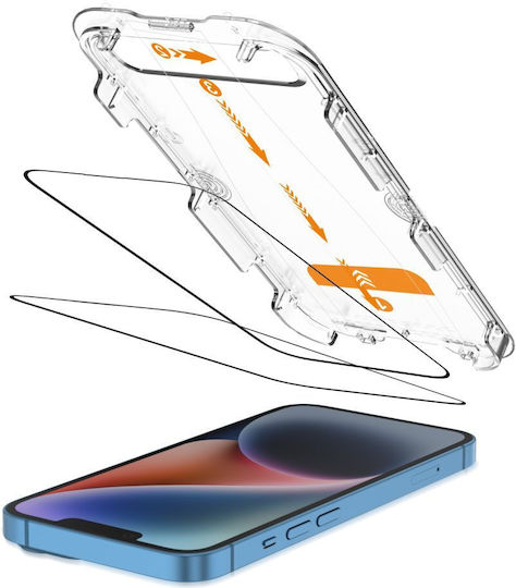 Tech-Protect Quick Set+ Tempered Glass 2τμχ Μαύρο (iPhone 17e / 16e / 14 / 13 / 13 Pro)