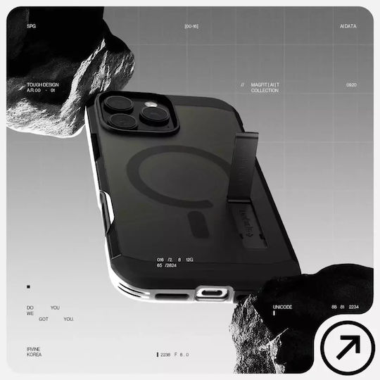 Spigen Tough Armor T MagSafe Back Cover Σιλικόνης / Πλαστικό Μαύρο (iPhone 16 Pro)