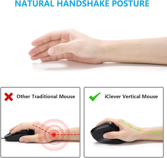 iClever WM-101 Wireless Ergonomic Vertical Mouse Black