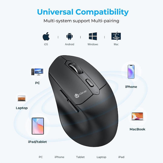 iClever MD360 Kabellos Ergonomisch Bluetooth Maus Schwarz
