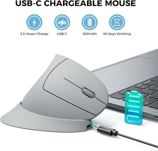 iClever TM254G Wireless Ergonomic Mouse Gray