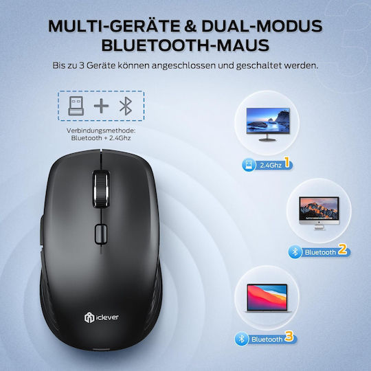 iClever MD179 Cu fir & Wireless Bluetooth Mouse Negru