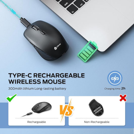 iClever MD179 Cu fir & Wireless Bluetooth Mouse Negru