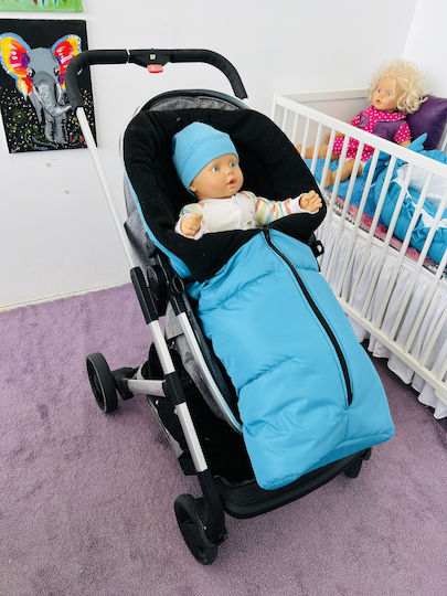 Universal Kinderwagen Fußsack Wasserdicht Hellblau mit Fleece Futter