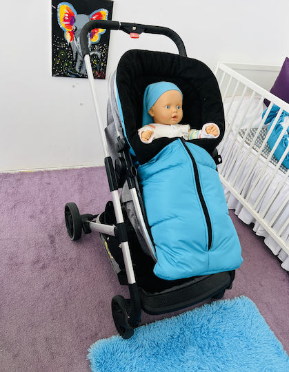 Universal Kinderwagen Fußsack Wasserdicht Hellblau mit Fleece Futter