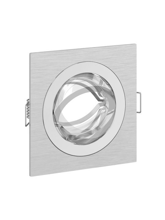 vidaXL Square Metallic Recessed Spot with Socket GU10 Silver 9.1x9.1cm. 1pcs