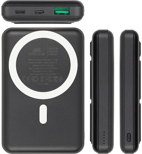 Rivacase VA2604 MagSafe Power Bank 10000mAh mit USB-A Ausgangsanschluss und USB-C Ausgangsanschluss Power Delivery Schwarz