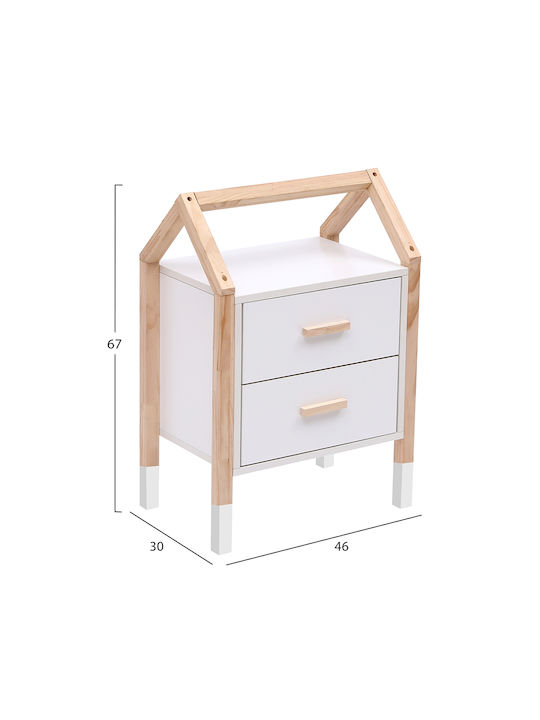 Wooden Kids Bedside Table Pepe White 46x30x67cm