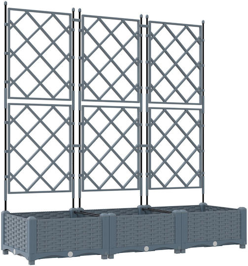 Градинска решетка за саксии, 3 бр., светлосива, 120x40x125.5 см