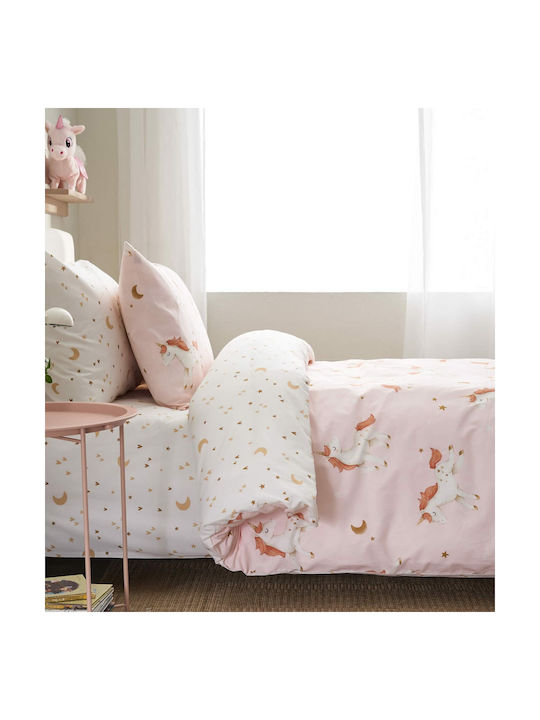 Vesta Home Single Cotton Sheets Set with Elastic Band Kelly Without 170x260cm 3 Pieces