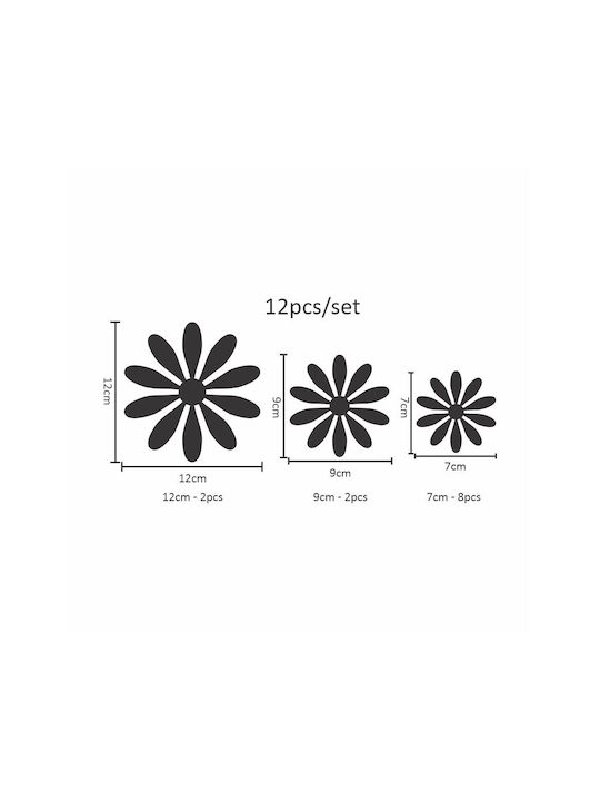 3d Flowers Wall Sticker Pink Set Of 12pcs.