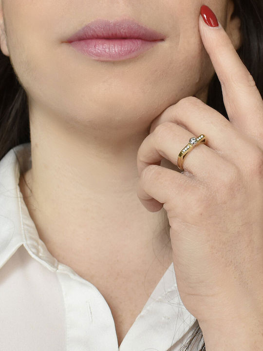 Antwnakakis Damen Ring mit Diamant aus Weißgold 18K