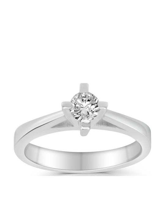 Antwnakakis Einzelstein aus Weißgold 18K mit Diamant