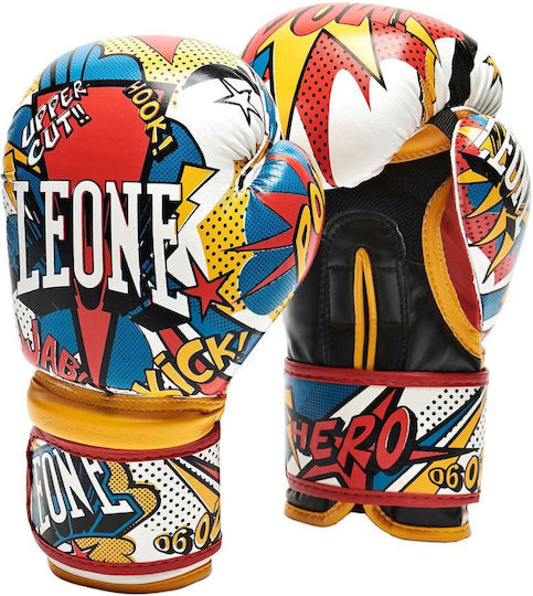 Leone Hero Kids Boxing Gloves made of Synthetic Leather for Match Multicolor