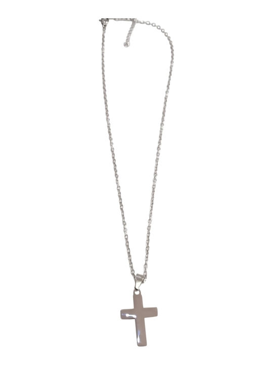 Kalliopi Silver Crucifix Pentru Bărbați Din Oțel Cu Lanț