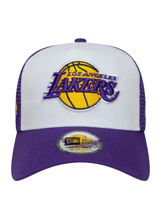 New Era Nba La Lakers Side Patch Adj Trucker Cap Purple
