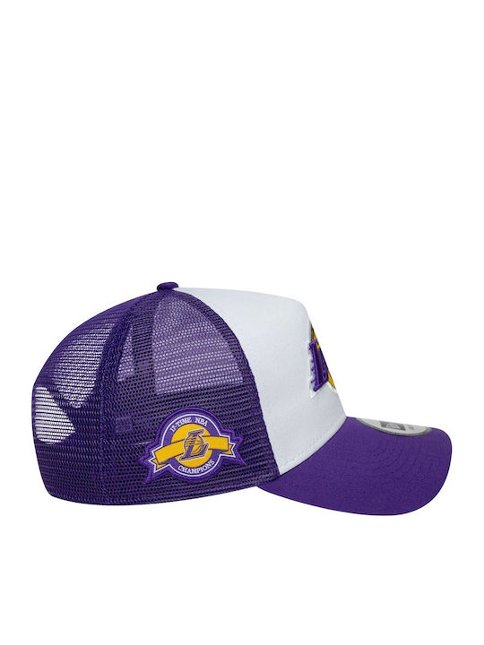 New Era Nba La Lakers Side Patch Adj Trucker Cap Purple