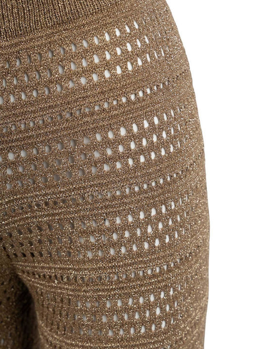Damen Stoff Hose in Palazzo Passform Gold