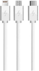 Moveteck Редовна USB към Lightning / Type-C / micro USB Кабел 2.4Спецификация Бял 1.2м (463.772314)