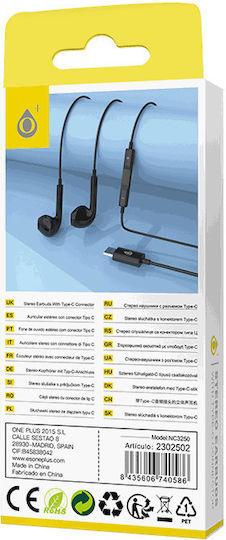 Moveteck 740586 In-ear Handsfree Ακουστικά με Βύσμα USB-C Μαύρο