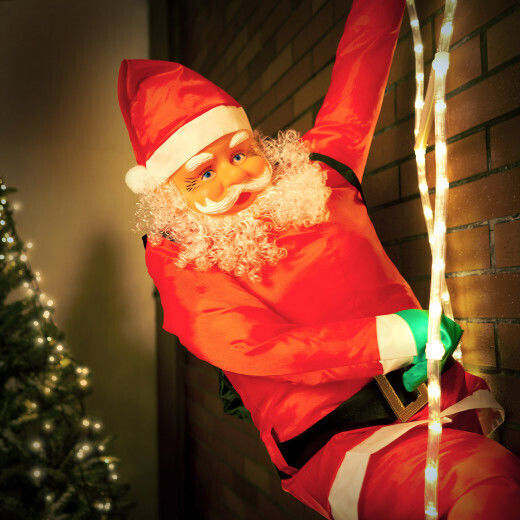 Luminat Decorativ Moș Crăciun De Exterior Albς pe Scară
