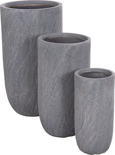 HomeMarkt Set 3 Metallische Pflanzgefäße Cement 44x79cm